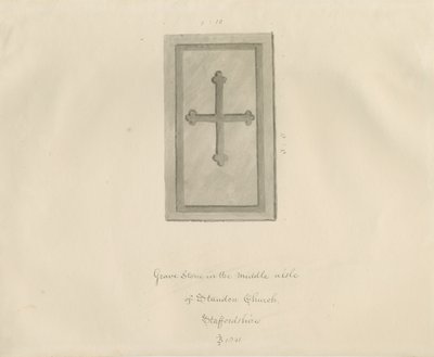 Standon kirke - Gravstein: sepia tegning av John Buckler
