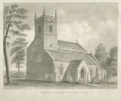 Standon kirke: sepia-tegning av John Buckler