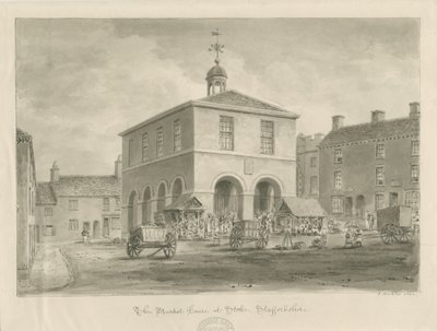 Stoke-upon-Trent - Market House: sepia-tegning av John Buckler