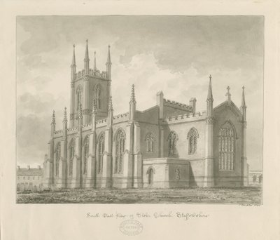 Stoke-upon-Trent Church [Ny]: sepia-tegning av John Buckler