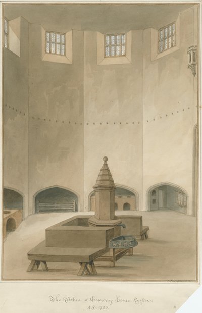 Sussex - Cowdray House - Interiør av kjøkken, 1830 av John Buckler