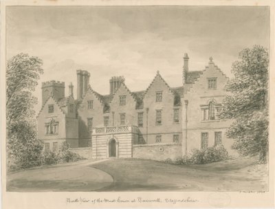 Tamworth - The Moat House: sepia-tegning av John Buckler
