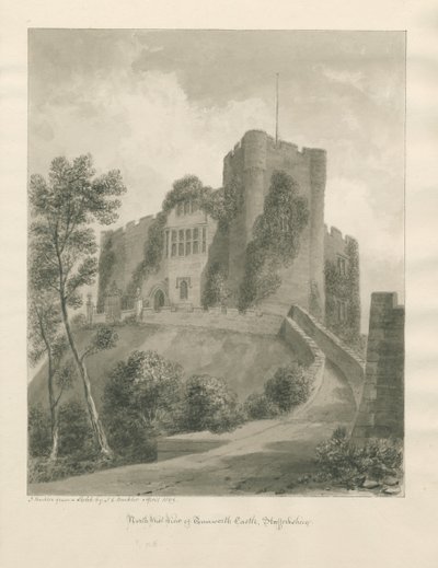 Tamworth Castle: sepia-tegning, april 1849 (tegning) av John Buckler