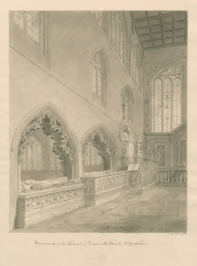 Tamworth Church - Monumenter: sepia-tegning av John Buckler