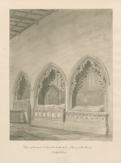 Tamworth Church - Monumenter: sepia-tegning av John Buckler