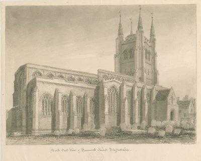Tamworth Church: sepia-tegning av John Buckler