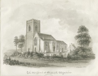 Den gamle kirken i Biddulph, Staffordshire, 1844 av John Buckler