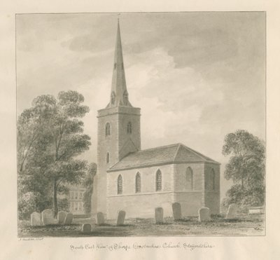 Thorpe Constantine Church: sepia vask tegning av John Buckler
