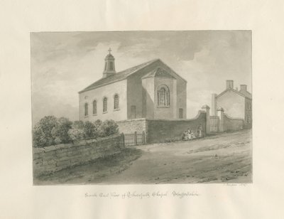 Thursfield Chapel: sepia vask tegning av John Buckler