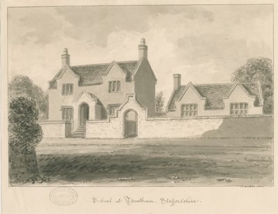 Trentham School: sepia vasketegning, 1840 av John Buckler