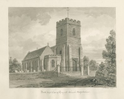 Trysull kirke: sepia vasketegning, 1846 av John Buckler