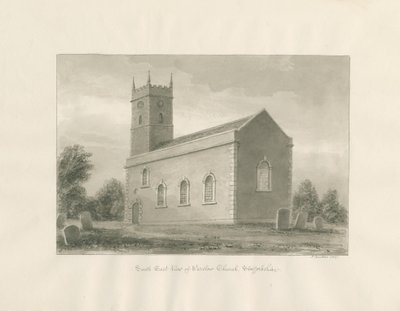 Warslow kirke: sepia-tegning av John Buckler