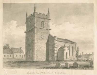 Wetton Church: sepia-tegning, 1839 av John Buckler