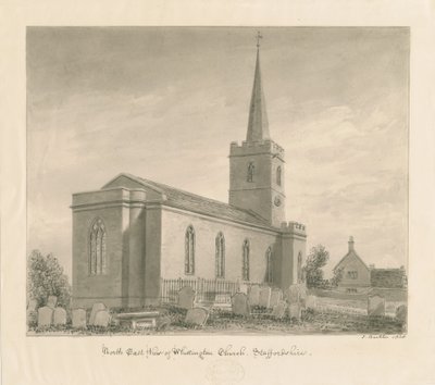 Whittington Church: sepia vask tegning av John Buckler
