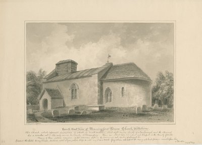 Wiltshire - Manningford Bruce Church: sepia-tegning, 1806 av John Buckler