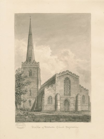 Wolstanton Church: sepia-tegning av John Buckler