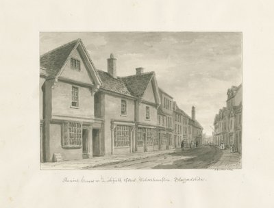 Wolverhampton - Ancient Houses in Lichfield Street: sepia-tegning av John Buckler