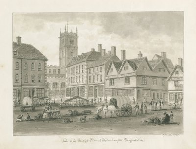 Wolverhampton - Market Place: sepia-tegning av John Buckler