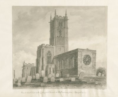 Wolverhampton - St. Peters kirke: sepia-tegning av John Buckler