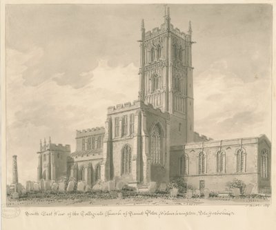 Wolverhampton - St. Peters kirke: sepia-tegning av John Buckler