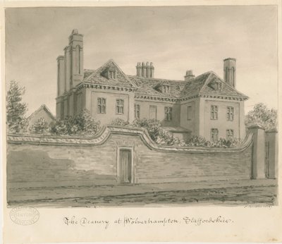 Wolverhampton - The Deanery House: sepia-tegning av John Buckler