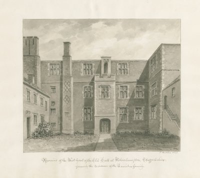 Wolverhampton - The Old Hall: sepia-tegning av John Buckler