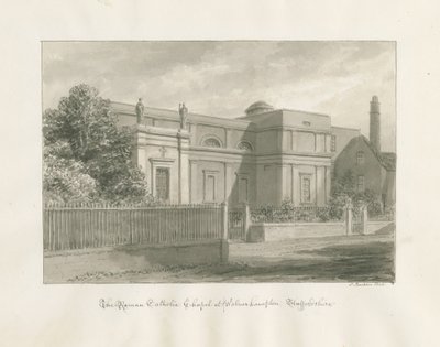 Wolverhampton - Det romersk-katolske kapell: sepia-tegning av John Buckler