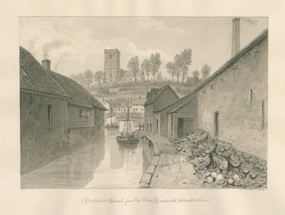 Worcestershire - Droitwich - Dodderhill Church Fjernsyn: sepia-tegning, 1833 av John Buckler