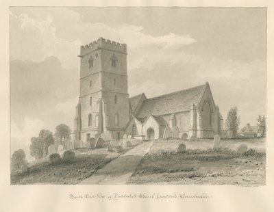 Worcestershire - Droitwich - Dodderhill Church: sepia-tegning av John Buckler