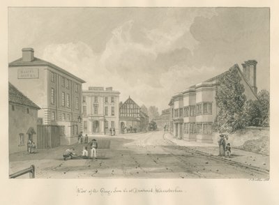 Worcestershire - Droitwich - George Inn: sepia-tegning, 1833 av John Buckler