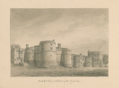 Yorkshire - Skipton Castle: sepia-tegning, 1818 av John Buckler