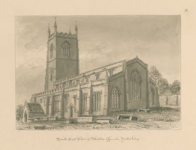 Yorkshire - Skipton Church: sepia-tegning, 1818 av John Buckler