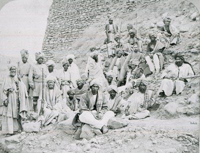 Khyber Chiefs and Khans, Jamrud Fort, North West Frontier, 1878 ca. av John Burke