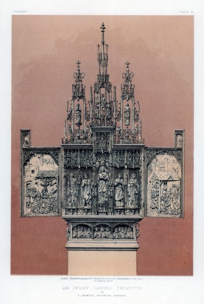 En elfenbensskåret triptyk, 1800-tallet. av John Burley Waring