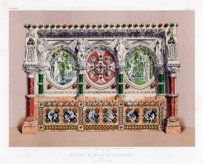Stein og marmor Reredos, 1800-tallet. av John Burley Waring