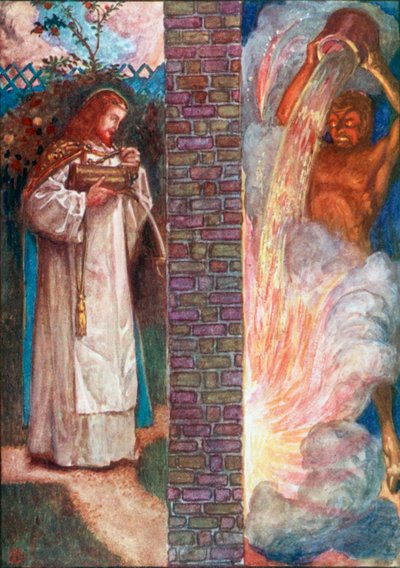 Kristus og djevelen (fargelitografi) av John Byam Liston Shaw