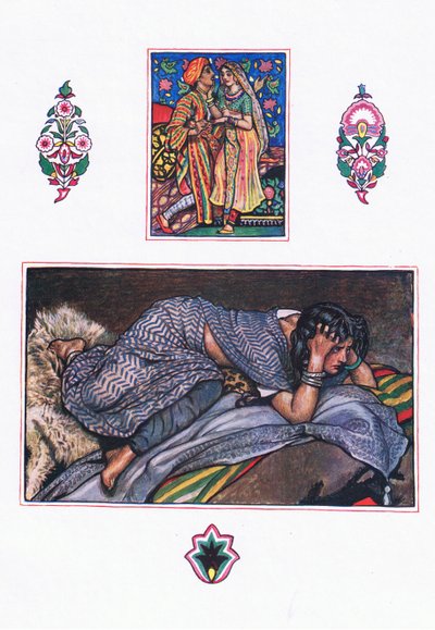Deserted gypsies-sang: Hillside Camp, illustrasjon fra The Garden of Kama (og andre tekster fra India), 1920 av John Byam Liston Shaw
