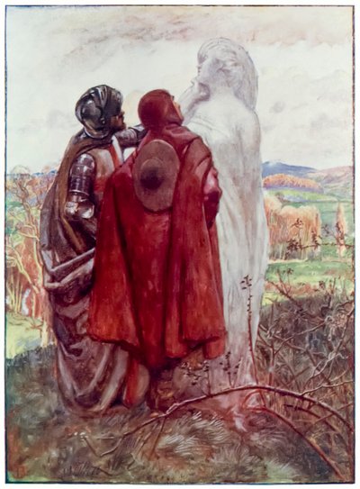 Masse kone fra The Pilgrims Progress From This World, To That What Is To Come av John Bunyan (1628-1688) Illustrasjon av Byam Shaw (1872-1919), Christian og Hopeful finner en statue av salt ved siden av av John Byam Liston Shaw