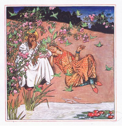 Love lightly, illustrasjon fra The Garden of Kama (og andre tekster fra India), 1920 av John Byam Liston Shaw