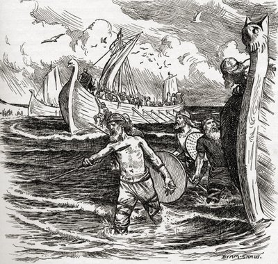 The Landing of the Jutes at the Isle of Thanet, Kent, England, 449 AD, fra boken 