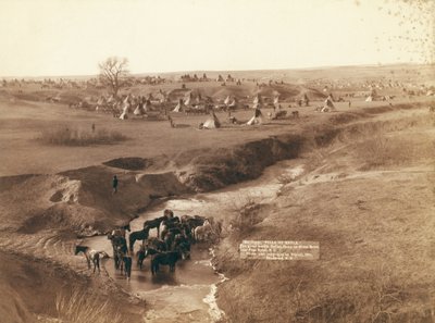 Den store fiendtlige indiske leiren ved elven Brule nær Pine Ridge av John C. H. Grabill