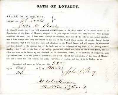 Lojalitetsed av John C. Perry fra Missouri, fylket St. Louis av John C. Perry