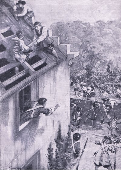 Angrepet på Dukeld, 21. august 1689, illustrasjon fra British Battles on Land and Sea, 1915 av John Cameron