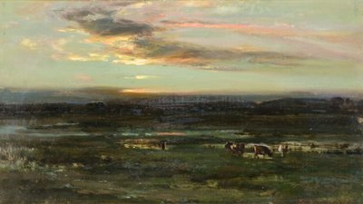 Solnedgang, Badendoch (olje om bord) av John Campbell Mitchell