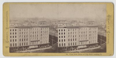 Stereograf av utsikt fra kuppelen til rådhuset ser nordover, før Chicago-brannen i 1871 av John Carbutt