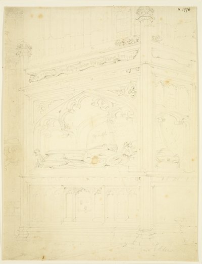 Monument til William Canynges i St Mary Redcliffe (blyant og akvarell på papir) av John Carter