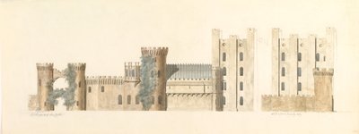North Aspects of Lea Castle og West Aspect of Wolverley, Cookley, Worcestershire, ca. 1816. av John Carter.