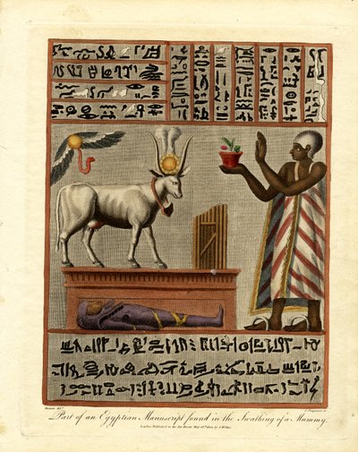 Del av et egyptisk manuskript funnet i mumieinnpakningen av John Chapman