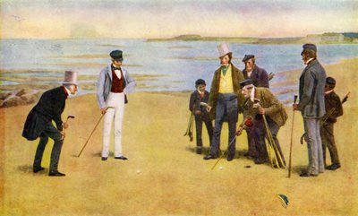 The Stymie, en foursome som spiller golf på North Berwick av John Charles (after) Dollman