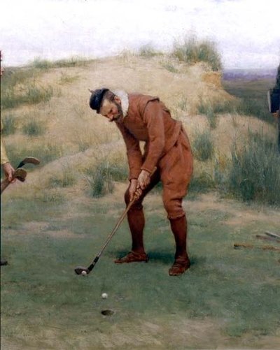 Under prekenenes tid, detalj av golfspilleren, 1896 av John Charles Dollman